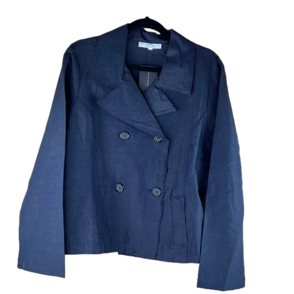 NWT Bryn Walker Navy Crop Pea Coat - Picture 1 of 12